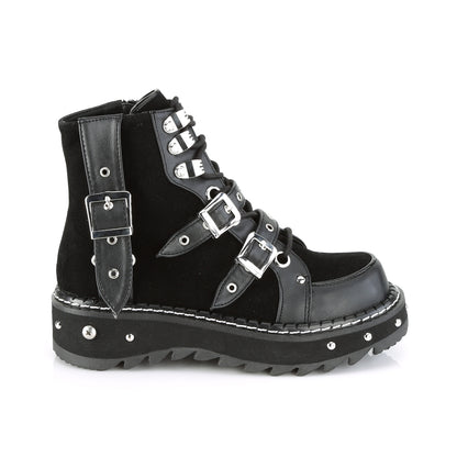 DemoniaCult Womens Ankle Boots LILITH-278 Blk Vegan Leather-Vegan Suede