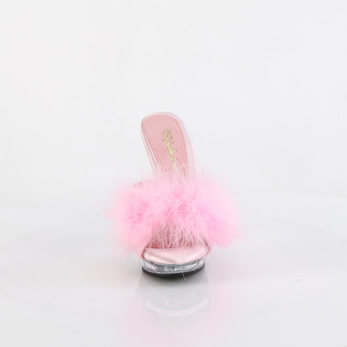 Fabulicious Womens Sandals LIP-101-8 B. Pink Satin-Fur/Clr