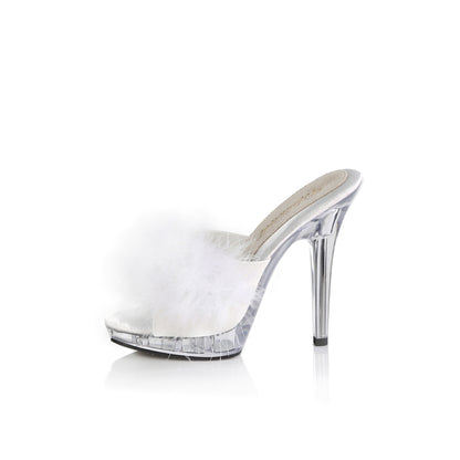 Fabulicious Womens Sandals LIP-101-8 Wht Satin-Fur/Clr