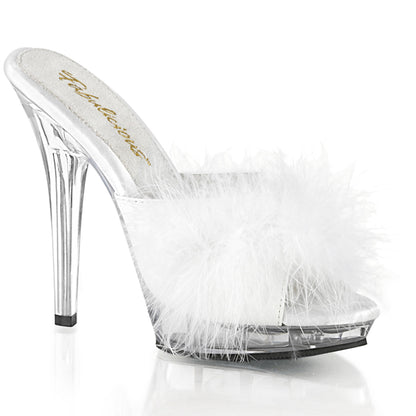Fabulicious Womens Sandals LIP-101-8 Wht Satin-Fur/Clr