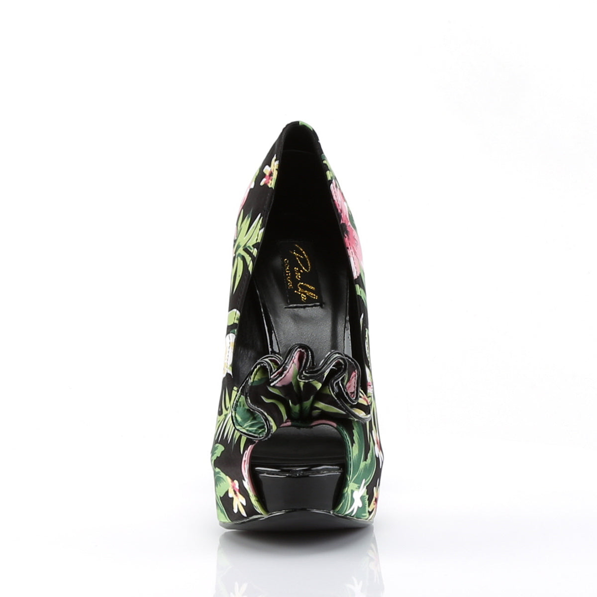 Pin Up Couture Womens Pumps LOLITA-11 Blk Floral Print Fabric