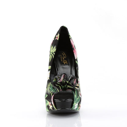 Pin Up Couture Pompes pour femmes LOLITA-11 Tissu d'impression florale BLK