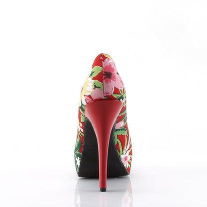 Pin Up Couture Womens Pumps LOLITA-11 Red Floral Print Fabric