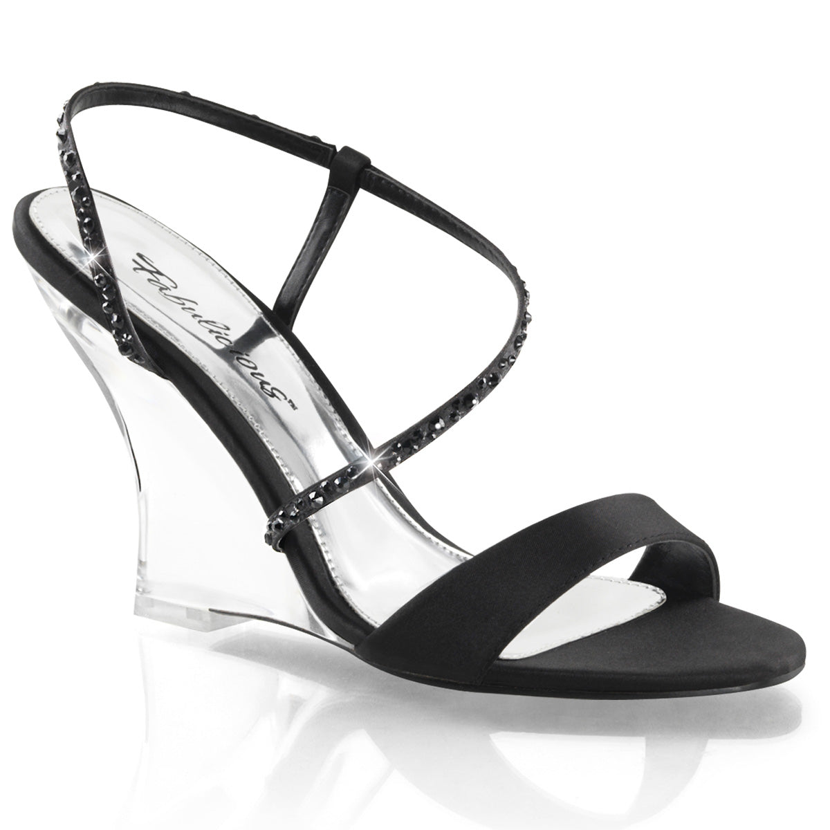 Fabulicious Womens Sandals LOVELY-417 Blk Satin/Clr