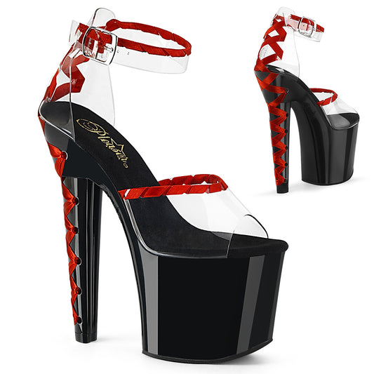 Pleaser Sandales pour femmes LOVESICK-712 clr-rouge / blk-rouge