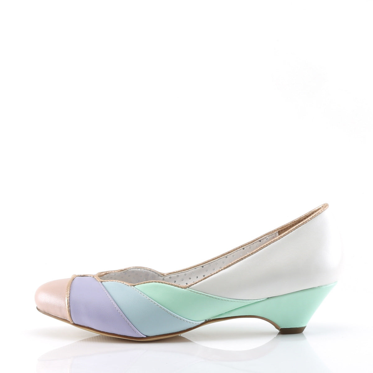 Pin Up Couture Womens Pumps LULU-05 Whit-Mint Multi Faux Leather
