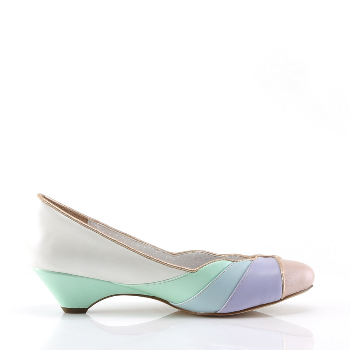 Pin Up Couture Womens Pumps LULU-05 Whit-Mint Multi Faux Leather