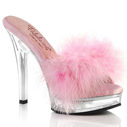 Fabulicious  Des sandales MAJESTY-501F-8 B. FAUX FAUX ROSE FUR / CLR