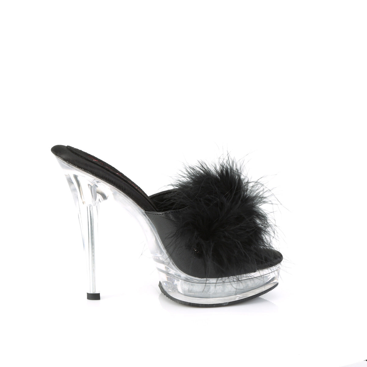 Fabulicious  Sandals MAJESTY-501F-8 Blk Faux Leather-Fur/Clr