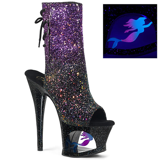 Pleaser Bottines pour femmes MOON-1018 Mer Purple-Black Ombre Glitter / Blk