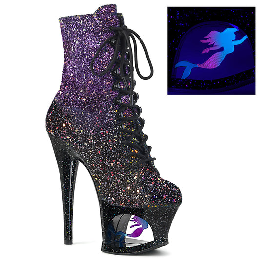Pleaser Bottines pour femmes MOON-1020 Mer Purple-Black Ombre Glitter / Blk