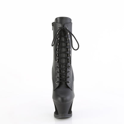 Pleaser Women's Platform Shoes MOON-1020SK Blk Faux Leather/Blk-Pewter