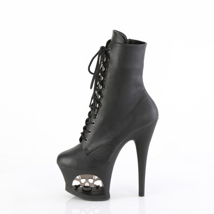 Pleaser Women's Platform Shoes MOON-1020SK Blk Faux Leather/Blk-Pewter
