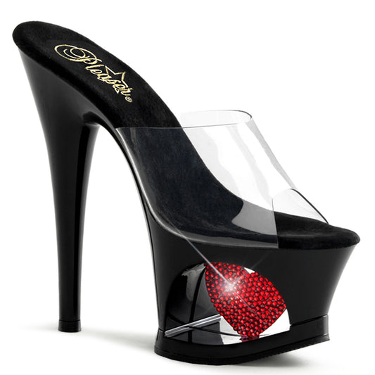 Pleaser Sandales pour femmes MOON-701hrs CLR / BLK-ROUGE
