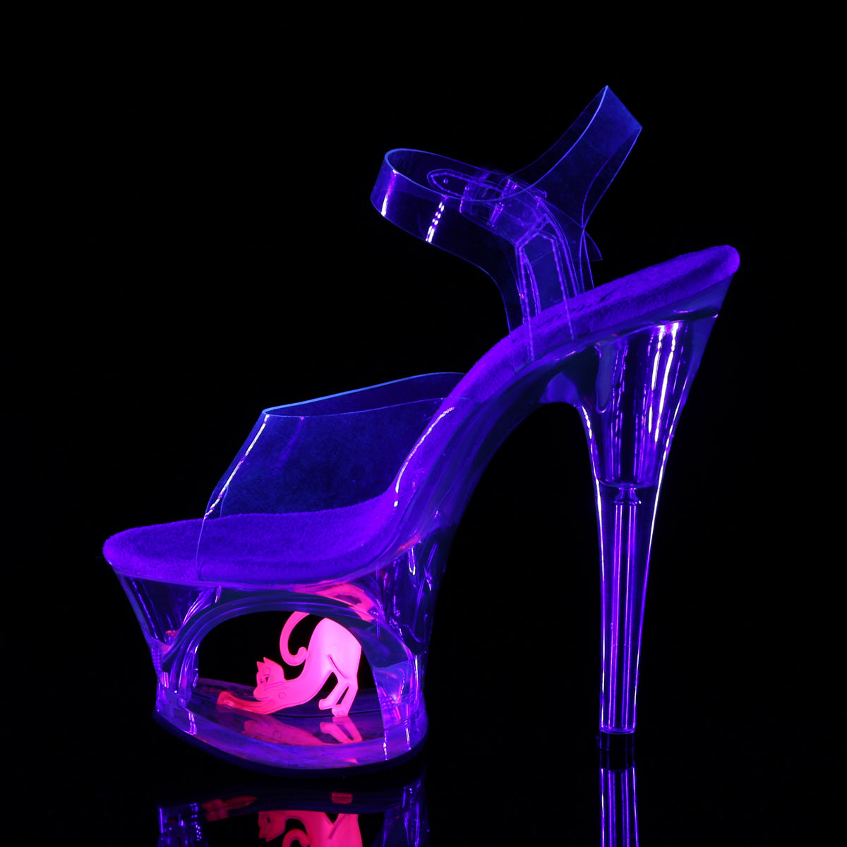 Pleaser Sandales pour femmes MOON-708CAT CLR / CLR-NEON ROSE