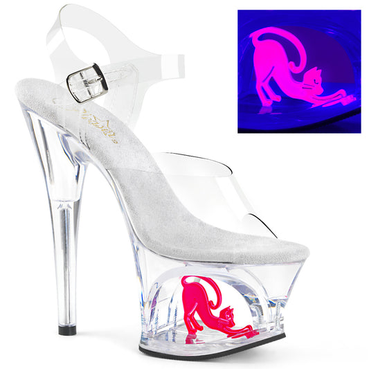 Pleaser Sandales pour femmes MOON-708CAT CLR / CLR-NEON ROSE