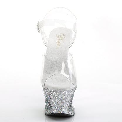 Pleaser Sandales pour femmes MOON-708LG CLR / SLV Multi Glitter