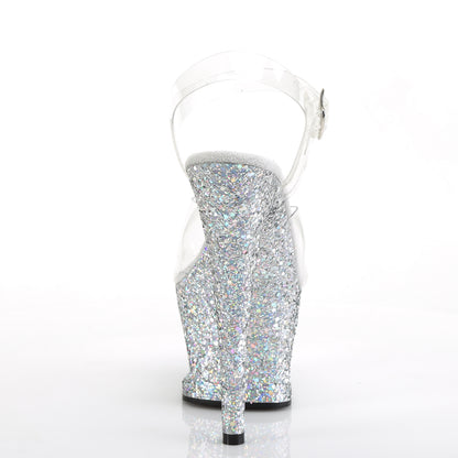Pleaser Sandales pour femmes MOON-708LG CLR / SLV Multi Glitter