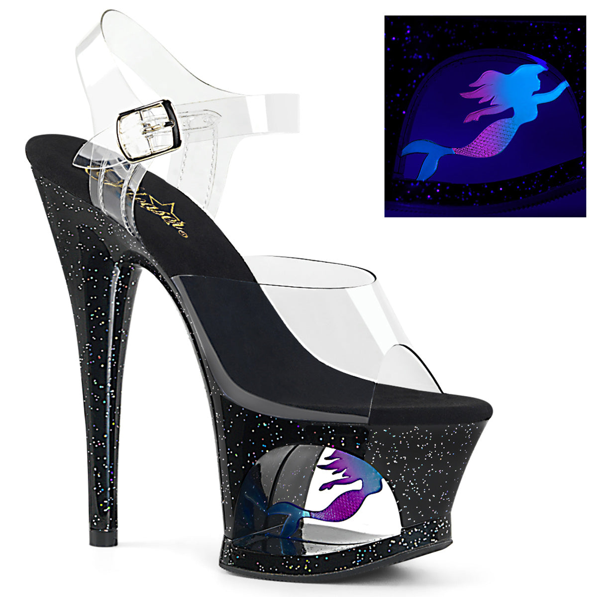 Pleaser Sandales pour femmes MOON-708mer CLR / BLK