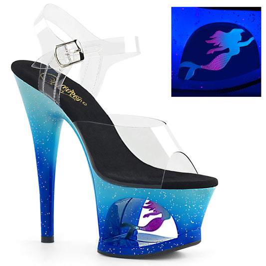 Pleaser Womens Sandals MOON-708MER Clr/Blue Ombre
