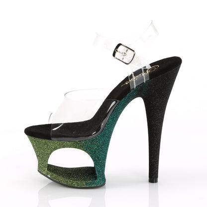 Pleaser Sandales pour femmes MOON-708ombre CLR / Emerald-Blk Ombre