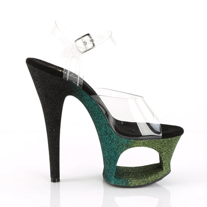 Pleaser Sandales pour femmes MOON-708ombre CLR / Emerald-Blk Ombre