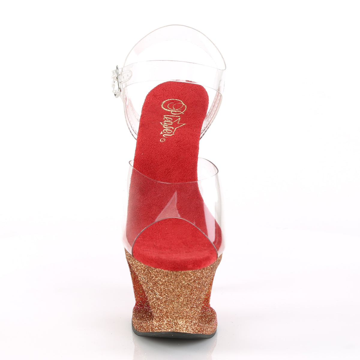 Pleaser Sandales pour femmes MOON-708OMBRE CLR / Rose Gold-Rouge Ombre