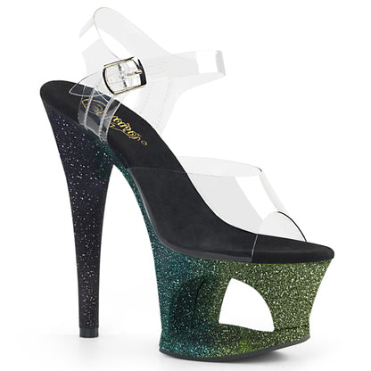 Pleaser Sandales pour femmes MOON-708ombre CLR / Emerald-Blk Ombre
