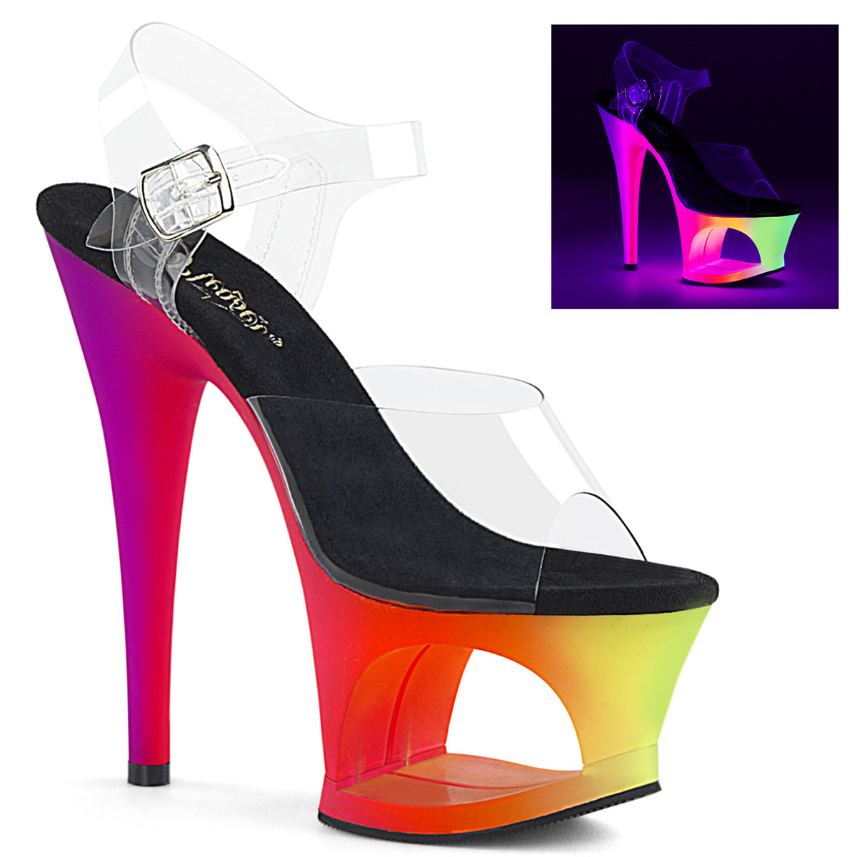 Pleaser Sandales pour femmes MOON-708udu CLR / NEON MULTI