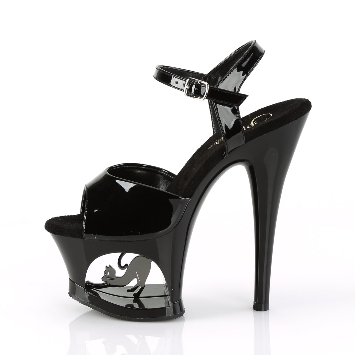Pleaser Womens Sandals MOON-709CAT Blk/Blk-Slv