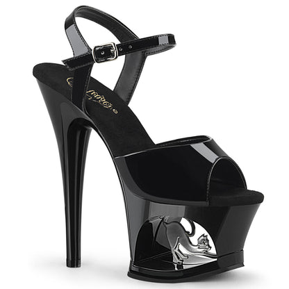 Pleaser Womens Sandals MOON-709CAT Blk/Blk-Slv