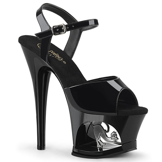 Pleaser Womens Sandals MOON-709CAT Blk/Blk-Slv