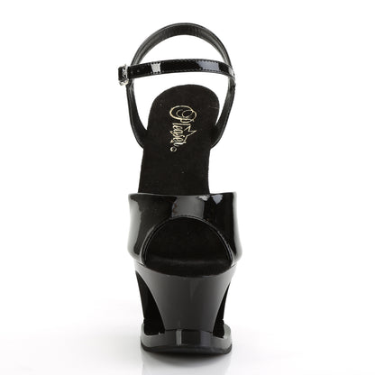 Pleaser Womens Sandals MOON-709TG Blk Pat/Blk-Slv