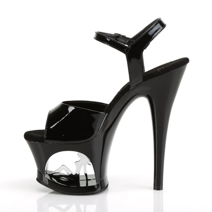 Pleaser Womens Sandals MOON-709TG Blk Pat/Blk-Slv