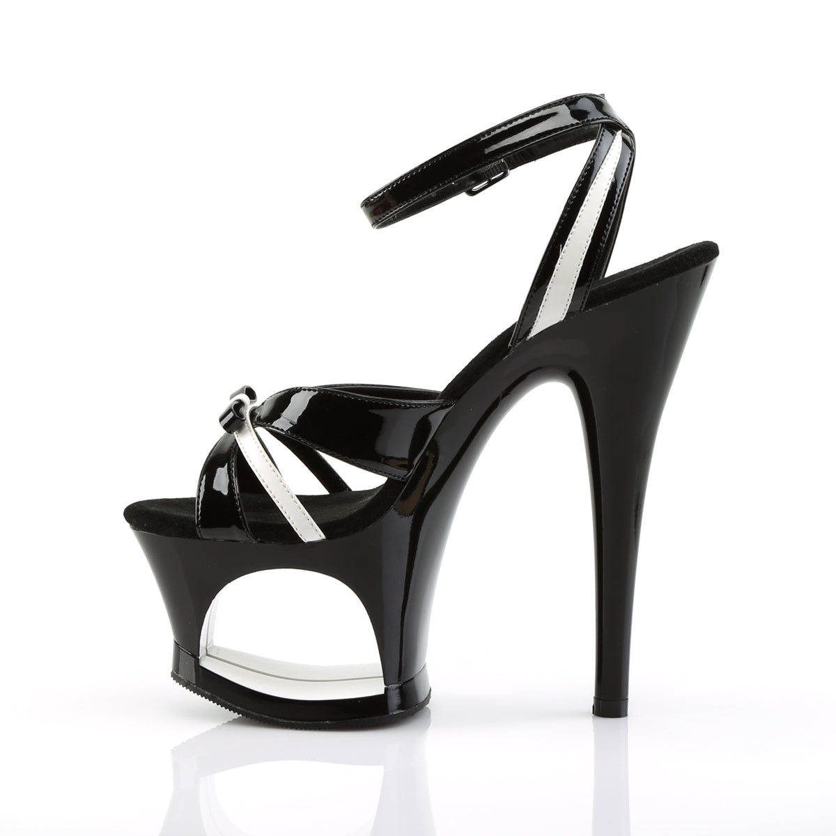 Pleaser Sandales pour femmes MOON-728 blk-wht pat / blk