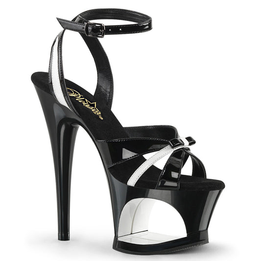 Pleaser Sandales pour femmes MOON-728 blk-wht pat / blk
