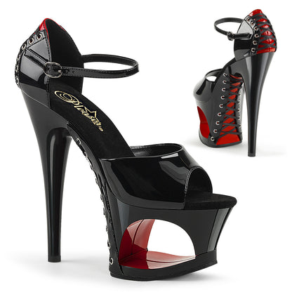 Pleaser Sandales pour femmes MOON-760FH BLK-ROUGE PAT / BLK