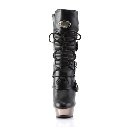 DemoniaCult Bottes de femmes MUERTO-1026 Blk Vegan Leather / Stain Chrome
