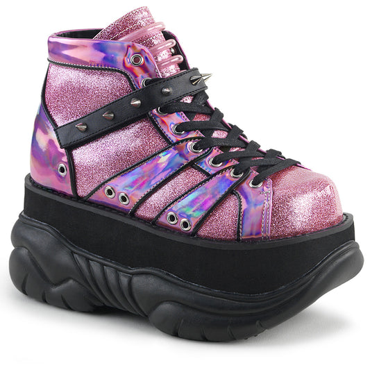 DemoniaCult Bottes pour hommes NEPTUNE-100 cuir pailleté rose / végétalien
