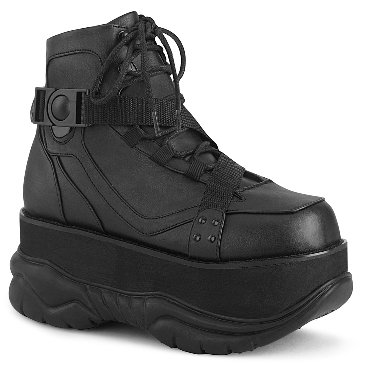 DemoniaCult Bottes pour hommes NEPTUNE-181 Cuir végétalien BLK