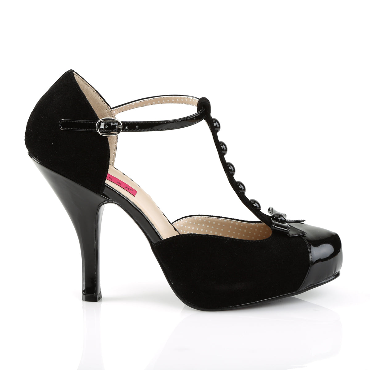 Pleaser Pink Label Womens Pumps PINUP-02 Blk M. Suede-Blk Pat