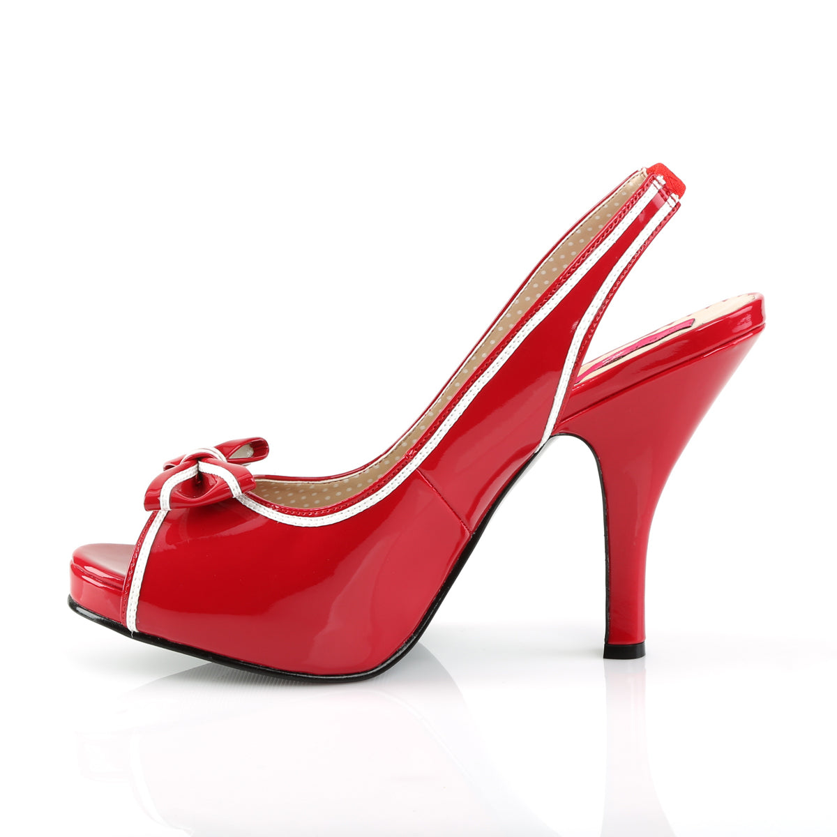 Pleaser Pink Label Womens Pumps PINUP-10 Red-Wht Pat