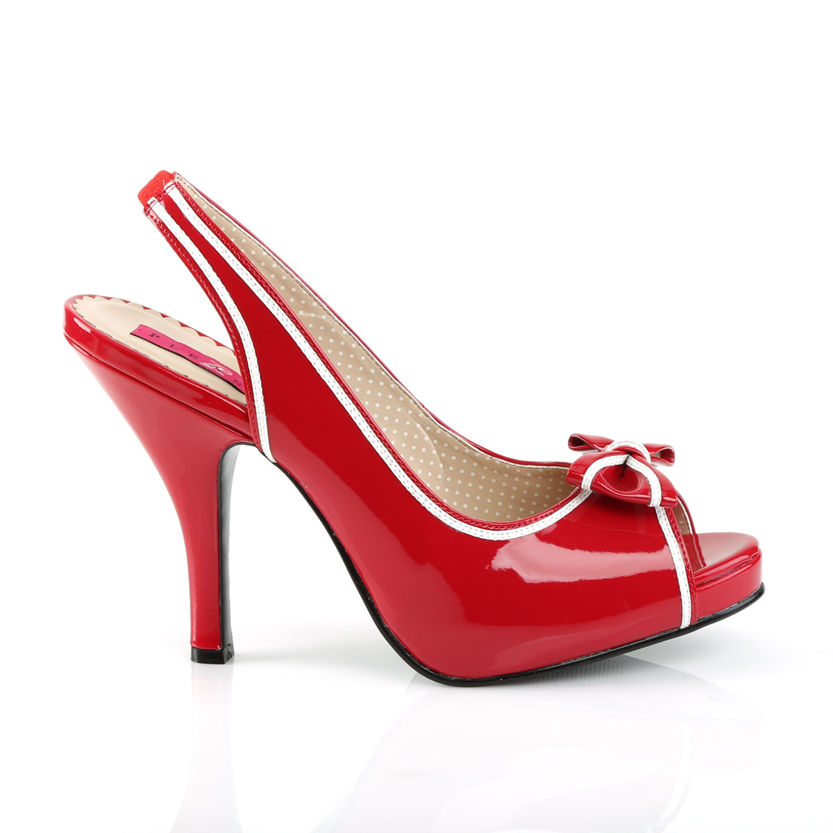 Pleaser Pink Label Womens Pumps PINUP-10 Red-Wht Pat