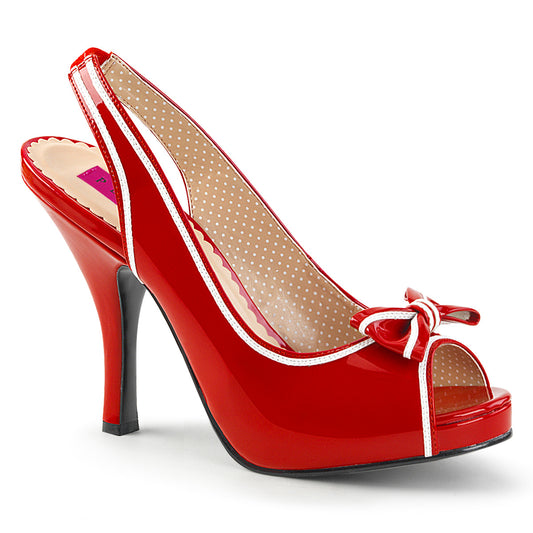 Pleaser Pink Label Womens Pumps PINUP-10 Red-Wht Pat