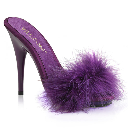 Fabulicious Sandales pour femmes POISE-501f violet satin-marabou fourrure / violet