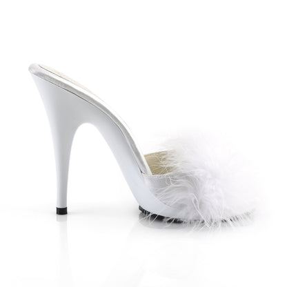 Fabulicious Sandales pour femmes POISE-501f wht wht satin-marabou fourrure / wht
