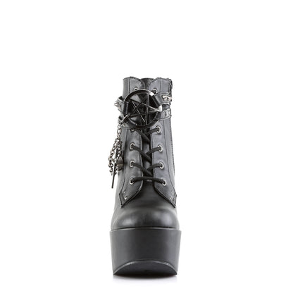DemoniaCult Bottes de cheville des femmes POISON-101 Cuir végétalien BLK