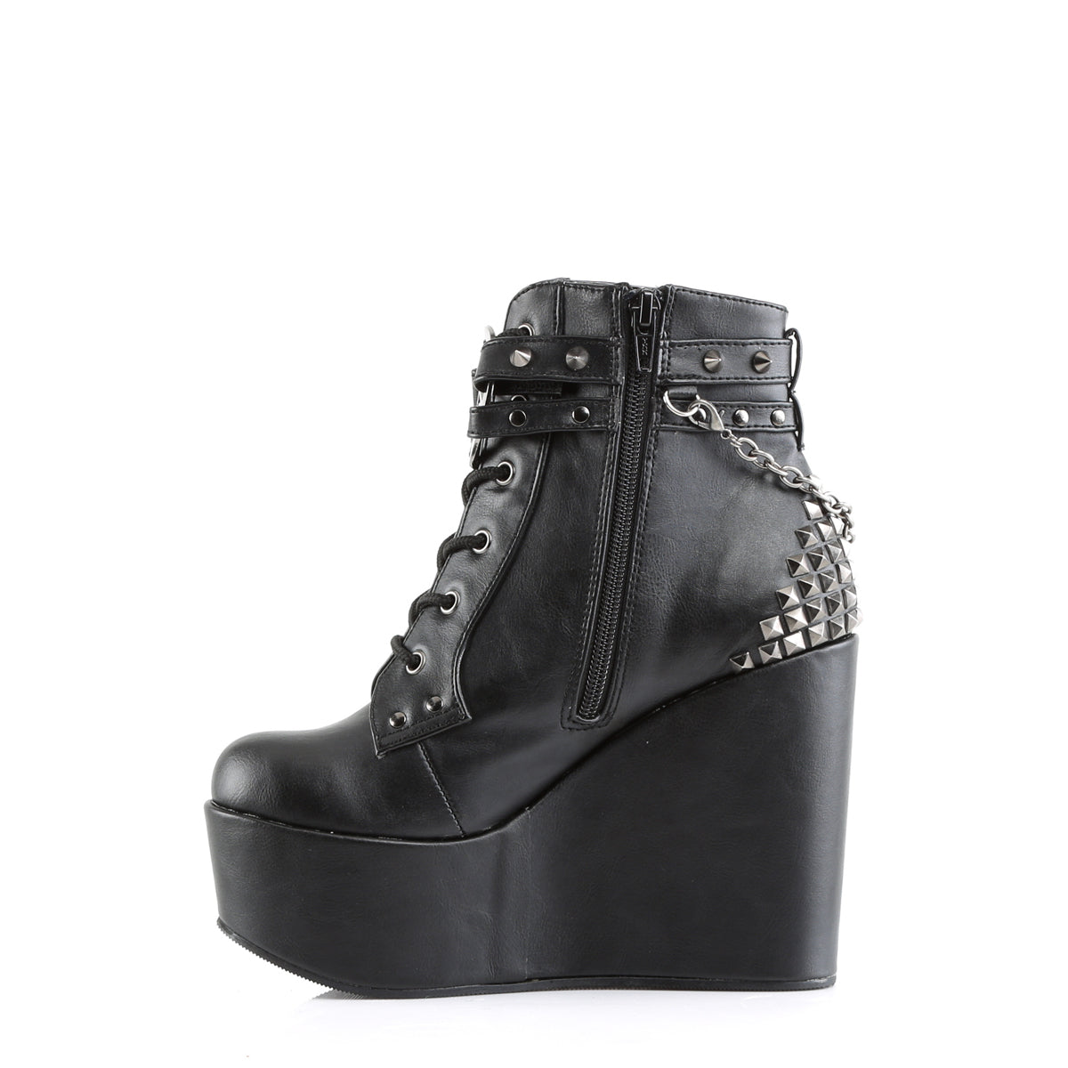 DemoniaCult Bottes de cheville des femmes POISON-101 Cuir végétalien BLK