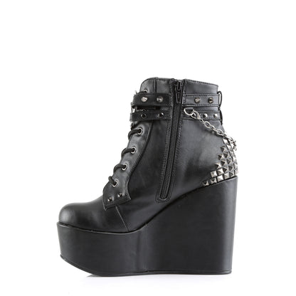 DemoniaCult Bottes de cheville des femmes POISON-101 Cuir végétalien BLK