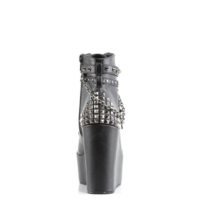 DemoniaCult Bottes de cheville des femmes POISON-101 Cuir végétalien BLK
